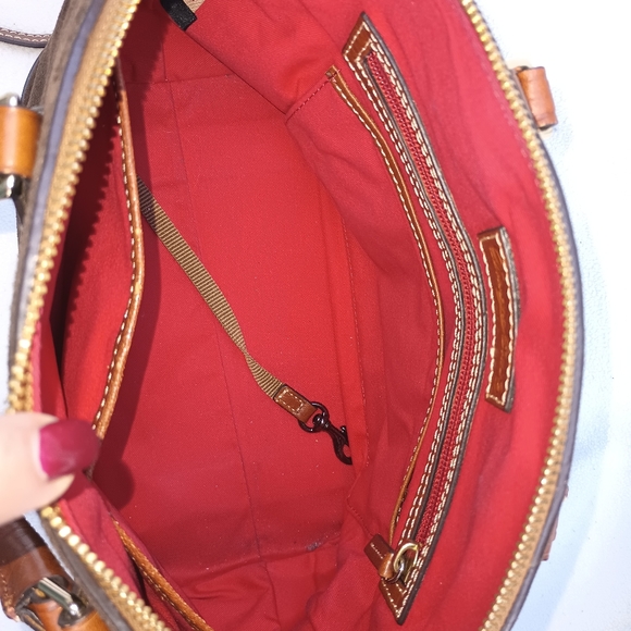 Dooney and Bourke brown suede Darcy satchel - Picture 3 of 10